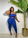Spaghetti Strap Ruched Drawstring Crop Top Leggings Set ZAND-31211