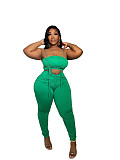 Spaghetti Strap Ruched Drawstring Crop Top Leggings Set ZAND-31211