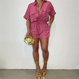 Turn-down Collar Button Shirt and Shorts 2pcs Outfits ASL-6578