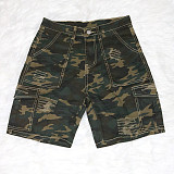 Camo Print High Waist Ripped Pockets Denim Shorts SH-390314
