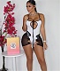 Beachwear Bodysuit Tops Lace Up Sheer Mesh Skirts Set BN-9328