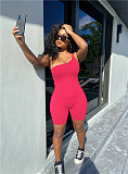Knitted One Shoulder Sleeveless Fitness Rompers MEM-8349