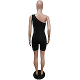 Knitted One Shoulder Sleeveless Fitness Rompers MEM-8349