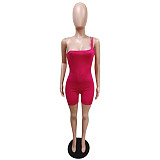 Knitted One Shoulder Sleeveless Fitness Rompers MEM-8349