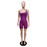 Knitted One Shoulder Sleeveless Fitness Rompers MEM-8349