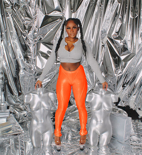 Bright Line Decoration High Waist Skinny Pencil Pants FNN-8678