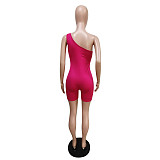 Knitted One Shoulder Sleeveless Fitness Rompers MEM-8349