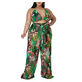 Halter Bra Crop Tops And Wide Leg Pants Suits CY-1046