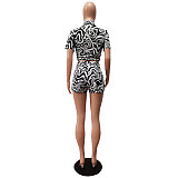 Streetwear Print Short Sleeve Shirt Top Shorts Suits CM-8618