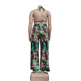 Halter Bra Crop Tops And Wide Leg Pants Suits CY-1046