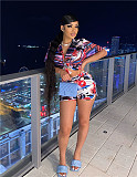 Streetwear Print Short Sleeve Shirt Top Shorts Suits CM-8618