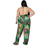 Halter Bra Crop Tops And Wide Leg Pants Suits CY-1046
