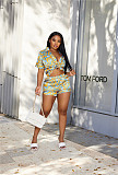 Streetwear Print Short Sleeve Shirt Top Shorts Suits CM-8618