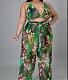 Halter Bra Crop Tops And Wide Leg Pants Suits CY-1046