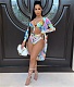 Sexy Floral Leaf Print Boho Bra Cover Up 3 Pieces Bikini Set DY-6991