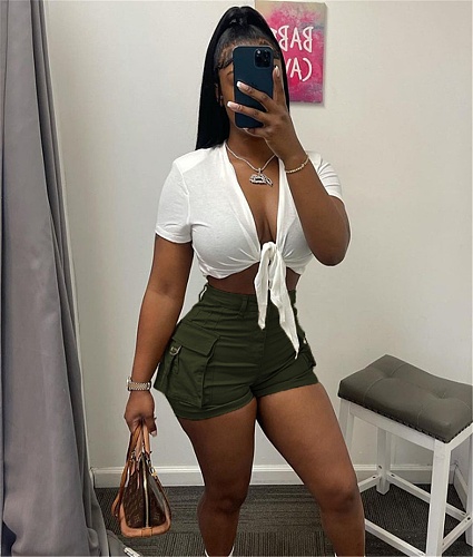 Casual Sports Pocket Straight Overalls Shorts CN-0187