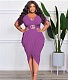 Plus Size V Neck Split Folds Maxi Dress OSS-22288