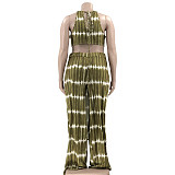 Plus Size Printed Wide-leg Pants 2 Piece Set OSS-22198
