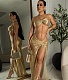 Bronzing Outfits High Split Maxi Skirts 3 Piece Bikini Sets ORY-5229