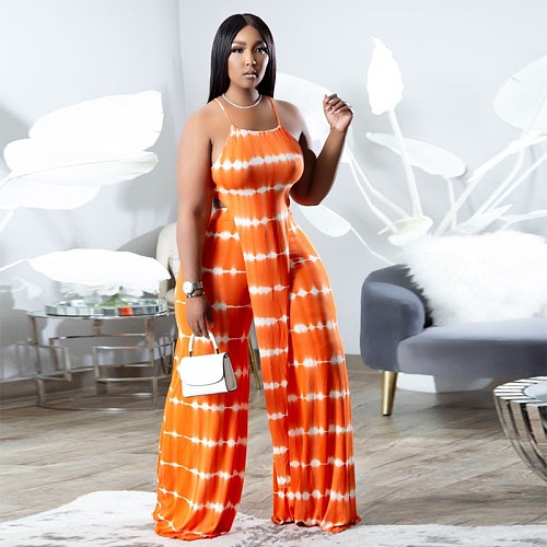 Plus Size Printed Wide-leg Pants 2 Piece Set OSS-22198