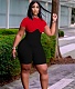 Color Block Short Sleeve Skinny High Waist Rompers HEJ-784