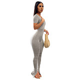 Low Cut Short Sleeve Backless Bodycon Jumpsuits ASL-6583