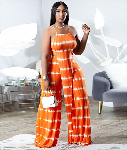 Plus Size Printed Wide-leg Pants 2 Piece Set OSS-22198