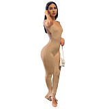 Low Cut Short Sleeve Backless Bodycon Jumpsuits ASL-6583