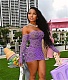 Lace Mesh See Through Off Shoulder Dress with Panties FNN-8625