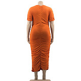Plus Size 5XL Folds Maxi Dress OSS-22217