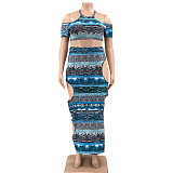 Leopard Print Hollow Out Maxi Skirts Set OSS-22205