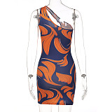 Oblique Shoulder Package Hips Dresses BLG-D238070K