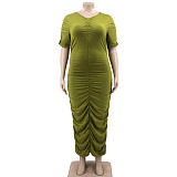 Plus Size 5XL Folds Maxi Dress OSS-22217