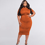 Plus Size 5XL Folds Maxi Dress OSS-22217