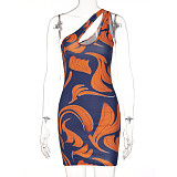 Oblique Shoulder Package Hips Dresses BLG-D238070K