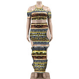 Leopard Print Hollow Out Maxi Skirts Set OSS-22205