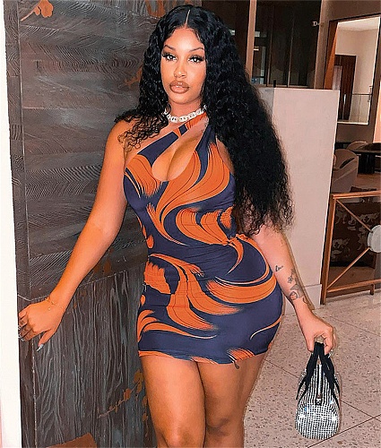 Oblique Shoulder Package Hips Dresses BLG-D238070K