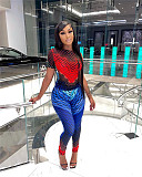 Abstract Print Short Sleeve T Shirt Two Piece Pants Sets OD-8492
