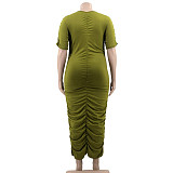 Plus Size 5XL Folds Maxi Dress OSS-22217