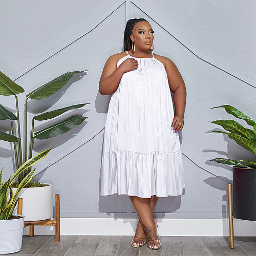 Solid Summer Casual Loose Plus Size Dresses BER-9001