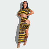Leopard Print Hollow Out Maxi Skirts Set OSS-22205