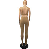 Solid Color Sporty Two Piece Set FOS-8070