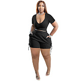 Workout Crop Top Joggers Two Piece Shorts Set WSY-5935