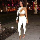 Asymmetrical One Shoulder Crop Top 2 Piece Pants Suits BN-9051