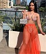 Mesh See Through Skirt Hot Drill 2 Piece Bikini Set LA-3318