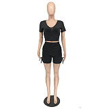 Workout Crop Top Joggers Two Piece Shorts Set WSY-5935