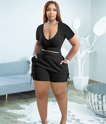 Workout Crop Top Joggers Two Piece Shorts Set WSY-5935