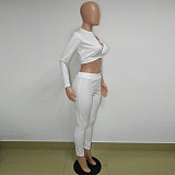 Asymmetrical One Shoulder Crop Top 2 Piece Pants Suits BN-9051