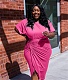 Bat Short Sleeve Ruched Irregular Plus Size Dresses YS-816