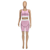 Sporty Striped Shorts Suits GLS-7023